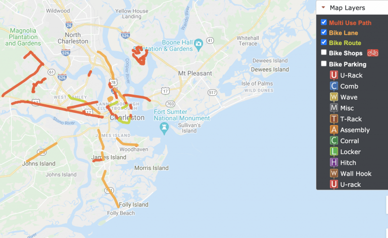Charleston Bike Map 2021 768x470 