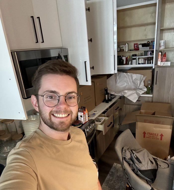 Kyle on moving day with North American Van Lines